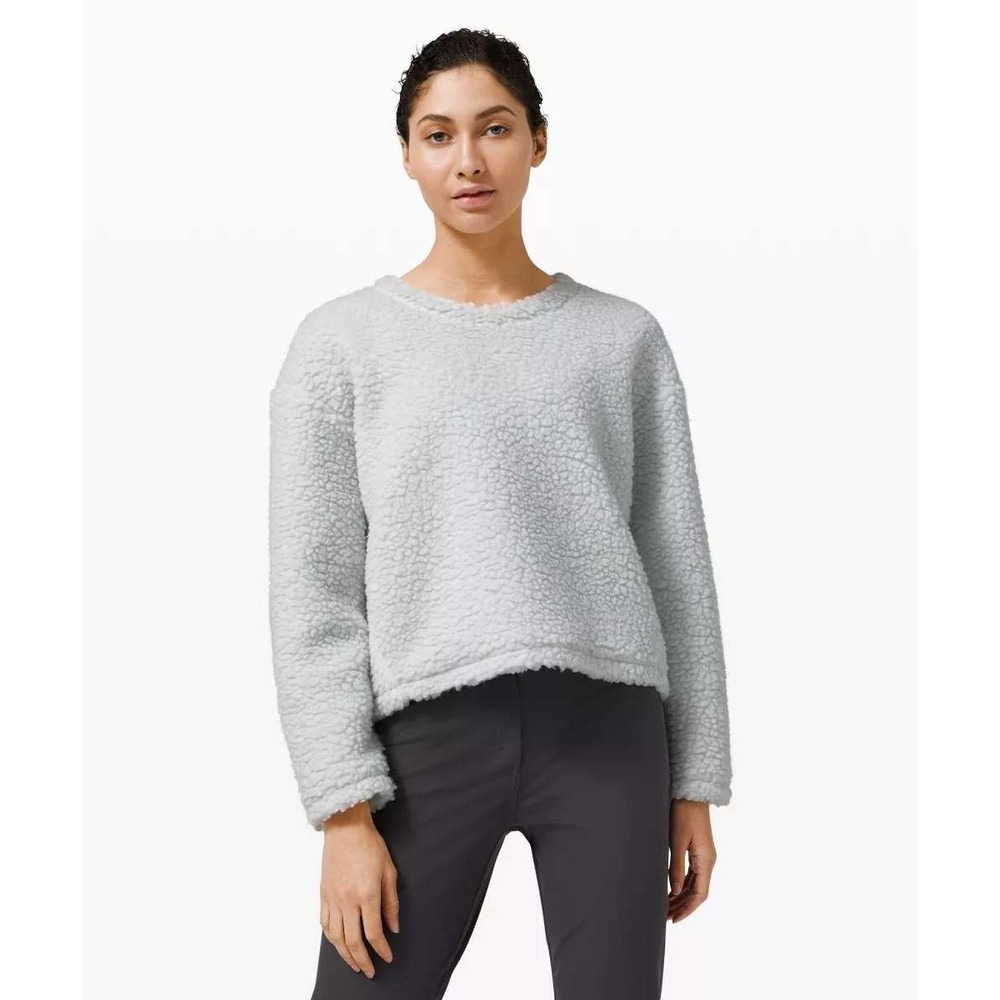 Lululemon Wool Whenever Crew Sweatshirt 6 Vapor Crop Boxy Pullover Sherpa Fleece